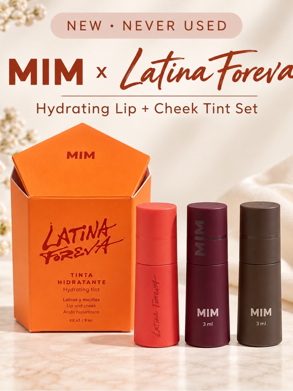 NEW MIM x Latina Foreva Hydrating Lip & Cheek Tint Set – 3 Mini Tints